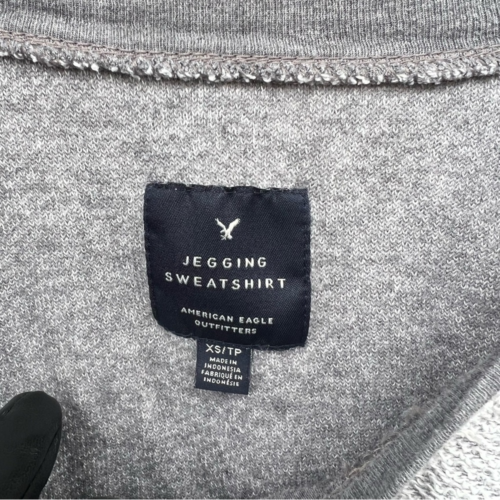 American Eagle Gray Inside Out Terry Cloth Pull Over Sweatshirt - Picture 2 of 6